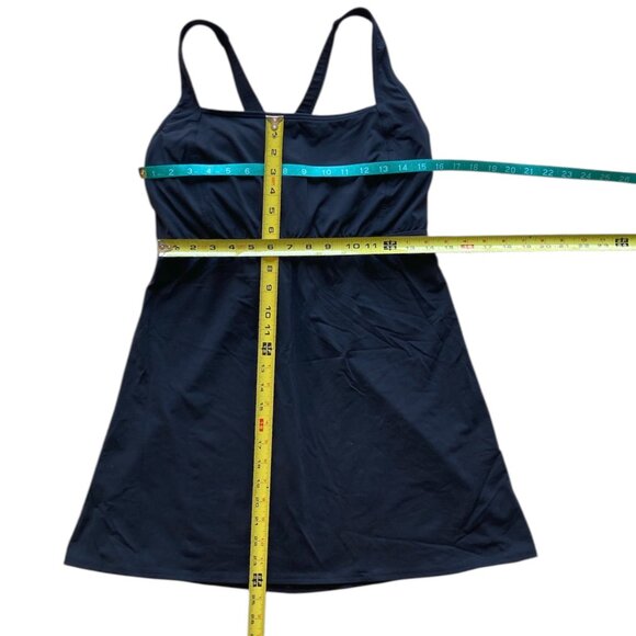 Lands' End Black Two Piece Swim Dress 12DDD Criss Cross Back, High Waist Pant 12 - Picture 16 of 17